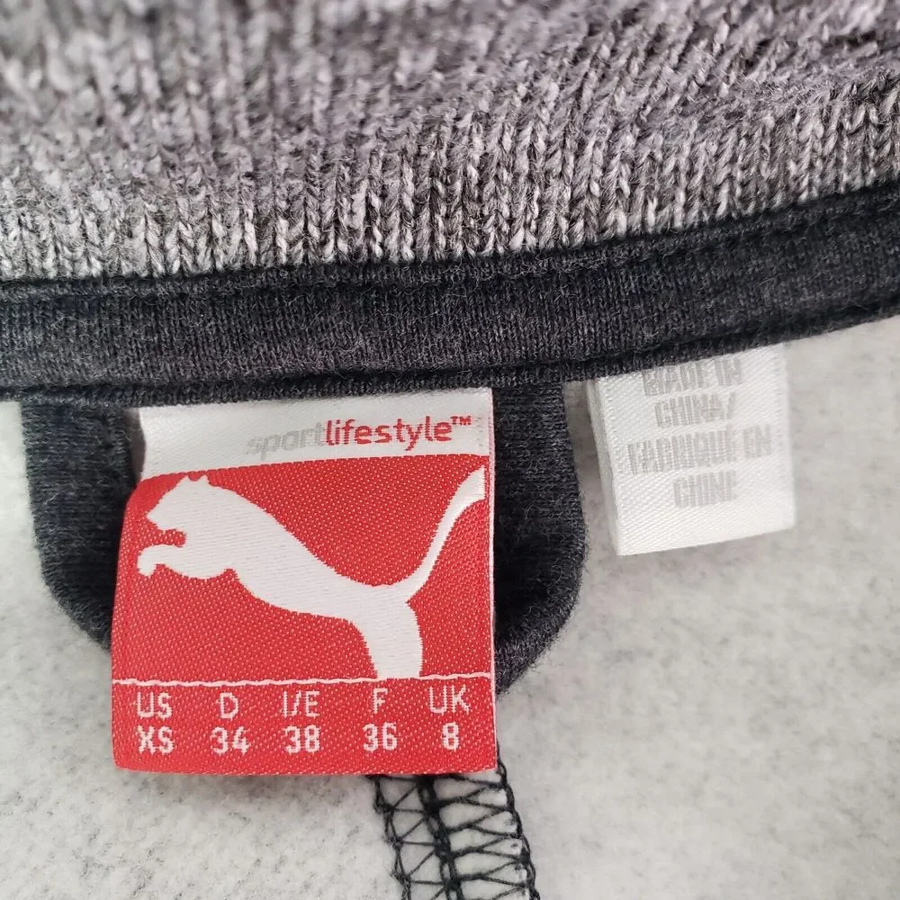 Puma Women's XS Gray Collar Full Zip Pockets Thumbhole Fleece Fitted Cozy Jacket - Picture 9 of 14